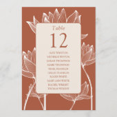 Terracotta Bloemen Tafel Nummer Zitting Grafiek (Voorkant)