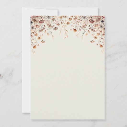 Terracotta Bloemen Thee Wilde Vrijgezellenfeesten Kaart (Achterkant)