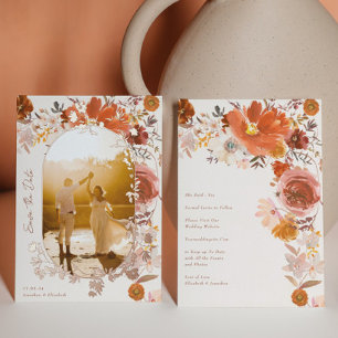 Terracotta Bloemen Trouwboog Foto Save The Date Folie Uitnodiging