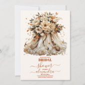 Terracotta Bloemen Trouwjurk Vrijgezellenfeest Kaart (Voorkant)