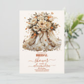 Terracotta Bloemen Trouwjurk Vrijgezellenfeest Kaart (Staand voorkant)