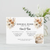 Terracotta Bloemen Trouwring Repetitie Diner Kaart (Staand voorkant)