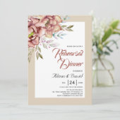 Terracotta bloemen vallen onder het huwelijksrepet kaart (Staand voorkant)