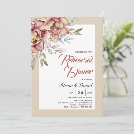 Terracotta bloemen vallen onder het huwelijksrepet kaart (Staand voorkant)