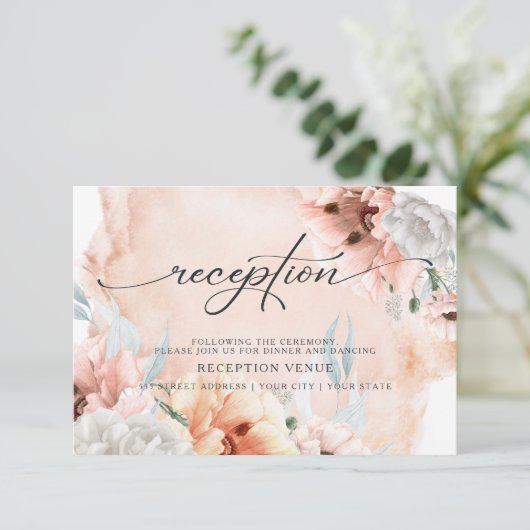 Terracotta Bloemen Waterverf Ontvangst Uitnodiging (Staand voorkant)