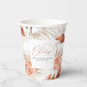 Terracotta Bloemen Witte Orchideeën en Pampa's Gra Papieren Bekers (Voorkant)