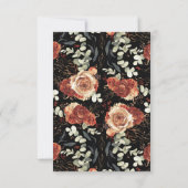 Terracotta Bloemen Zwart Bruiloft RSVP (Achterkant)