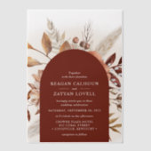 Terracotta Bloemenboog Pampas Grass Bruiloft Vellum Uitnodigingen (Voorkant)