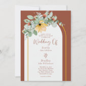 Terracotta Bloemenboog QR Code Niet Foto Bruiloft Kaart (Voorkant)