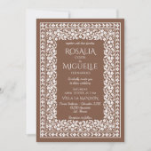 Terracotta  bloemenborder bruiloft kaart (Voorkant)