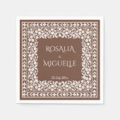 Terracotta  bloemenborder bruiloft servet (Voorkant)