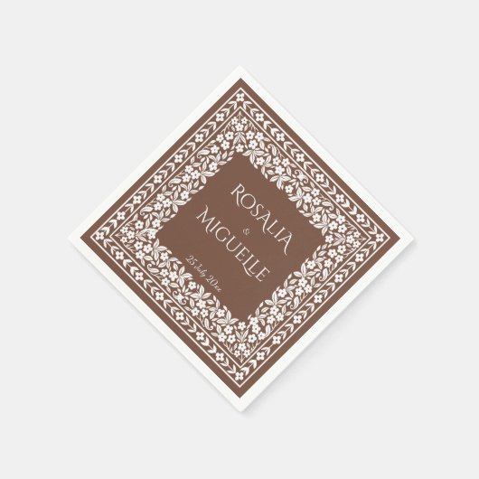 Terracotta  bloemenborder bruiloft servet (Hoek)