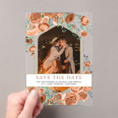 Terracotta Bloemenbruiloft Save the Date Acryl Uitnodigingen (Insitu (Draagbaar))