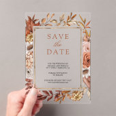 Terracotta Bloemenbruiloft Save the Date Acryl Uitnodigingen (Insitu (Draagbaar))