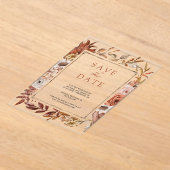 Terracotta Bloemenbruiloft Save the Date Acryl Uitnodigingen (Laagn)