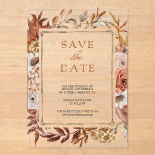 Terracotta Bloemenbruiloft Save the Date Acryl Uitnodigingen (Voorkant)