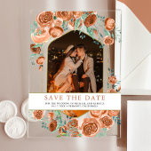 Terracotta Bloemenbruiloft Save the Date Acryl Uitnodigingen