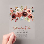 Terracotta Bloemenbruiloft Save the Date Acryl Uitnodigingen (Insitu (Draagbaar))