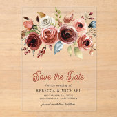 Terracotta Bloemenbruiloft Save the Date Acryl Uitnodigingen (Voorkant)