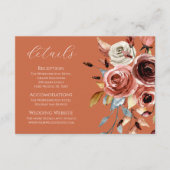 Terracotta bloemenbruiloftsverblijf informatiekaartje (Voorkant)