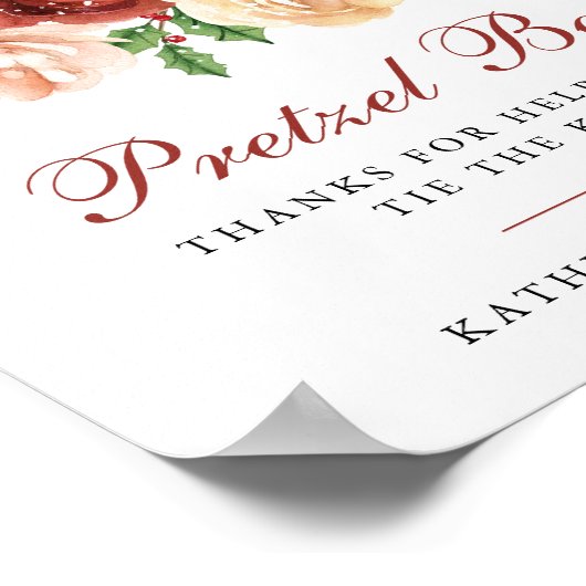 Terracotta Bloemenen Tak Huwelijk Pretzel Bar Poster (Hoek)