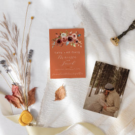 Terracotta Bloemenfoto Bewaar de datum Save The Date