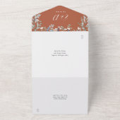 Terracotta Bloemengroen Script Trouw All In One Uitnodiging (Buitenkant)