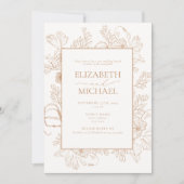 Terracotta Bloemenlijn Kunst Post Bruiloft Brunch Kaart (Voorkant)