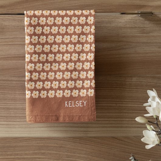 Terracotta Bloemennaam Bad Handdoek
