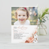 Terracotta Bloemenpampas Grass doopfoto Kaart (Staand voorkant)