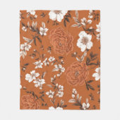 Terracotta bloemenpatroon fleece deken (Voorkant)