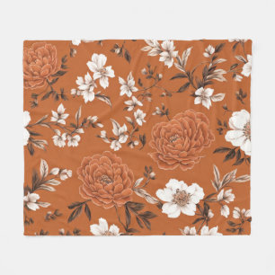 Terracotta bloemenpatroon fleece deken