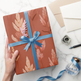Terracotta bloemenpatroon van Pampagras Cadeaupapier