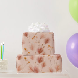 Terracotta bloemenpatroon van Pampagras Cadeaupapier