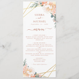 Terracotta Bloemenperzik Goud Bruiloft Receptie Menu