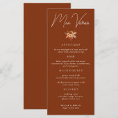 Terracotta bloemenplaats Kaart Bruiloft Diner Kaar (Voorkant / Achterkant)