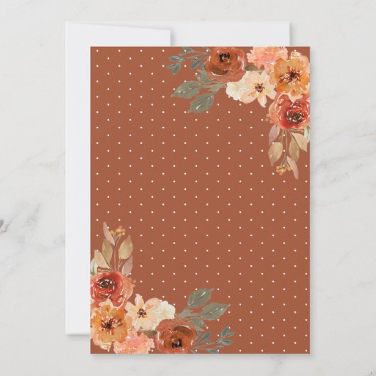 Terracotta Bloemenpompoen Marine Blauwe bruiloft Save The Date (Achterkant)