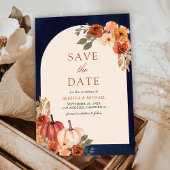 Terracotta Bloemenpompoen Marine Blauwe bruiloft Save The Date