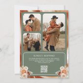 Terracotta Bloemensalie Groene Foto QR Code Huweli Kaart (Achterkant)