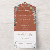 Terracotta bloemenscript harten minimalistische br all in one uitnodiging (Binnen)