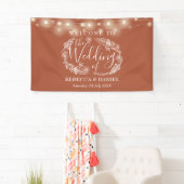 Terracotta bloemenslingerscript bruiloft spandoek (Insitu)