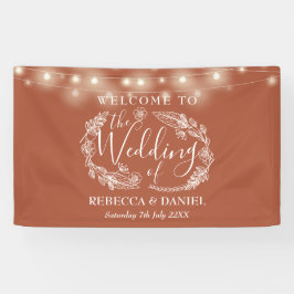 Terracotta bloemenslingerscript bruiloft spandoek