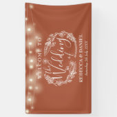 Terracotta bloemenslingerscript bruiloft spandoek (Verticaal)