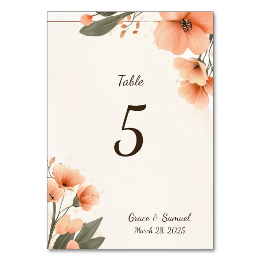 Terracotta Bloementafel Nummer Kaart (Voorkant)
