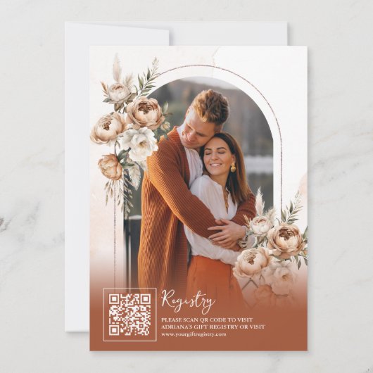 Terracotta Bloementhee Partij QR Code Vrijgezellen Kaart (Achterkant)