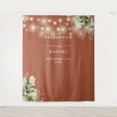 Terracotta Bloemenverlichting Trouwfoto Achtergron Wandkleed (Voorkant)