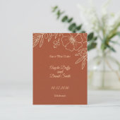 Terracotta bloemige save the date-ansichtkaart briefkaart (Staand voorkant)