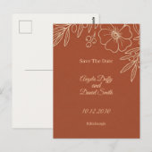 Terracotta bloemige save the date-ansichtkaart briefkaart (Voorkant / Achterkant)