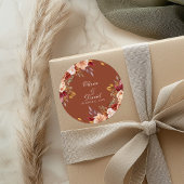 Terracotta bloemige trouwsticker Zegel Boho Favor