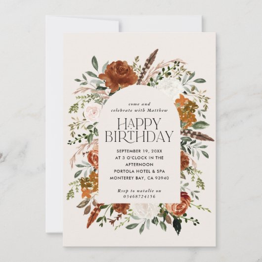 Terracotta bloemrijke botanische moderne rustieke  kaart (Voorkant)